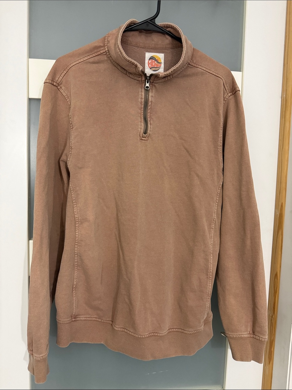 C&C California Men's Zip Mock Neck Sweater in Dusty Brown